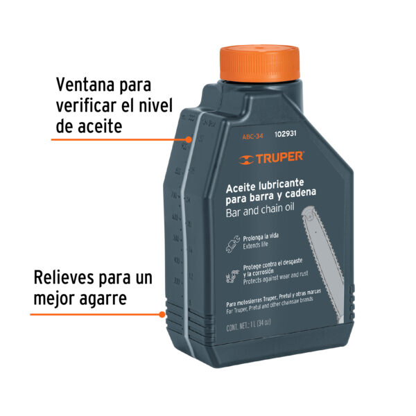 Aceite lubricante para barras y cadena de motocierras 1 litro (34 onz.)