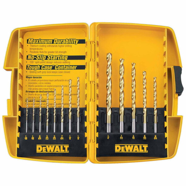 SET DE 13 BROCAS DE TITANIO, METAL Y MADERA. MARCA DEWALT