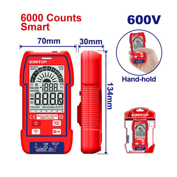 MULTIMETRO DIGITAL 600V, DETECTA VOLTAJE SIN CONTACTO, PROBADOR DE DIODO, APAGADO AUTOMATICO.