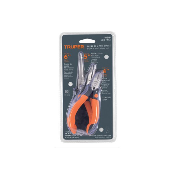 Juego de 3 mini pinzas mango Comfort Grip,