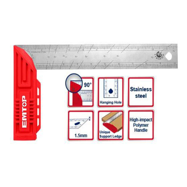 ESCUADRA MANGO DE PLASTICO, 12 PULGADAS.