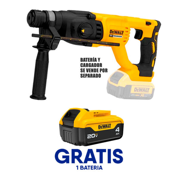 ROTOMARTILLO SDS PLUS INALAMBRICO 20V, 2.6 JOULES, BRUSHLESS, GRATIS BATERIA DE 4AH (BARE TOOL).