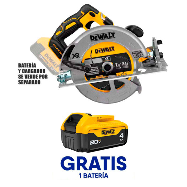 SIERRA CIRCULAR INALAMBRICA 7 1/4 PLG, 20V, 5,500 RPM, BRUSHLESS, GRATIS BATERIA, (BARE TOOL).