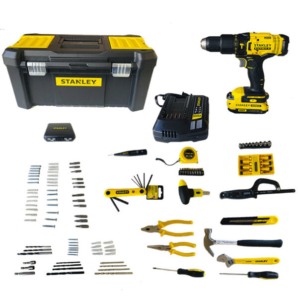 COMBO BARRENO PERCUTOR CON 119 ACCESORIOS, 1/2 PULG, MALETA PLASTICA, INALAMBRICO.