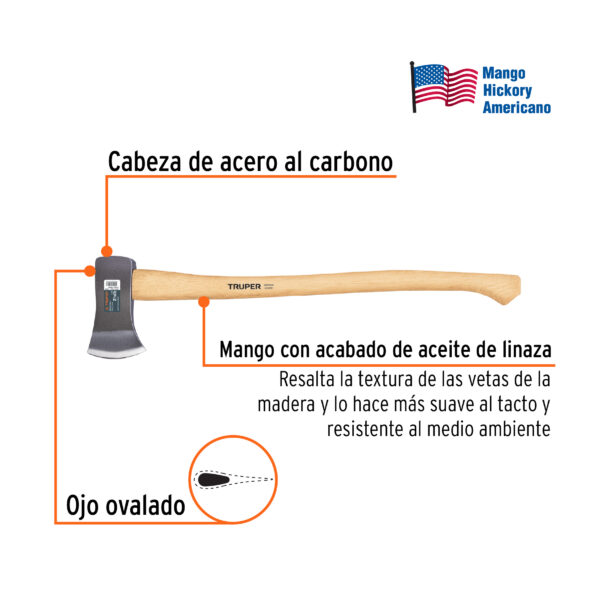 Hacha Boy 2-1/4 lb, mango de hickory 28", Truper