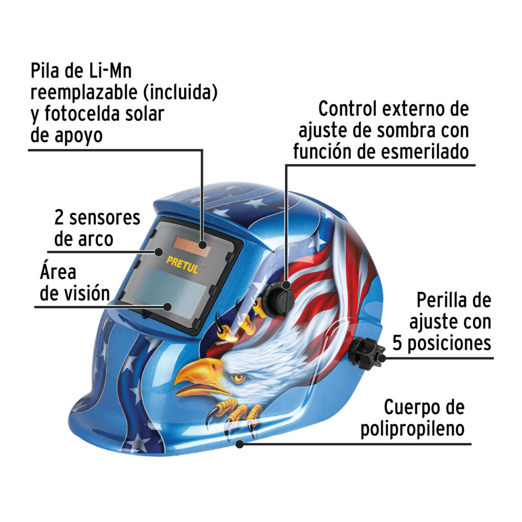 Careta electrónica para soldar sombra 9-13, águila,