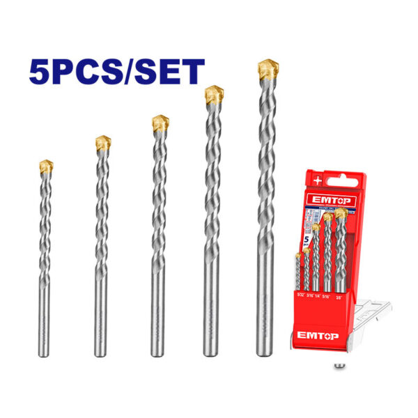 JUEGO DE 5 BROCAS PARA CONCRETO, 5/32, 3/16, 1/4, 5/16 Y 3/8.