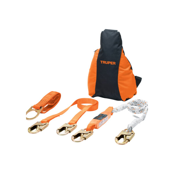 Kit contra caídas con arnés de tres anillos, ANSI,