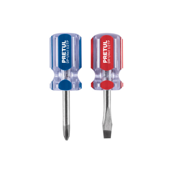 Dúo de desarmadores 1/4 x 1-1/2" mango de PVC, PRETUL