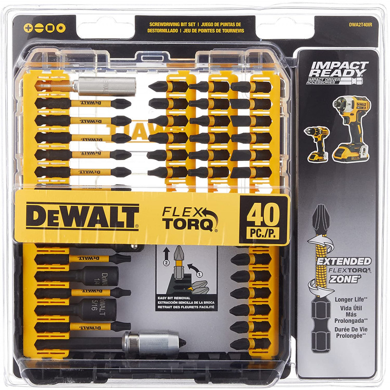 SET DE 40 PUNTAS DE IMPACTO PARA ATORNILLAR. MARCA DEWALT